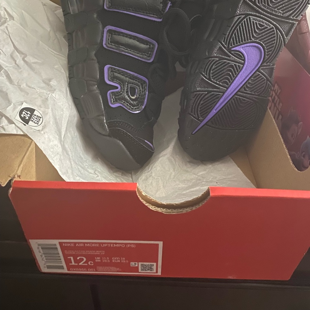 Nike Kids Air More Uptempo Black Purple Shoes